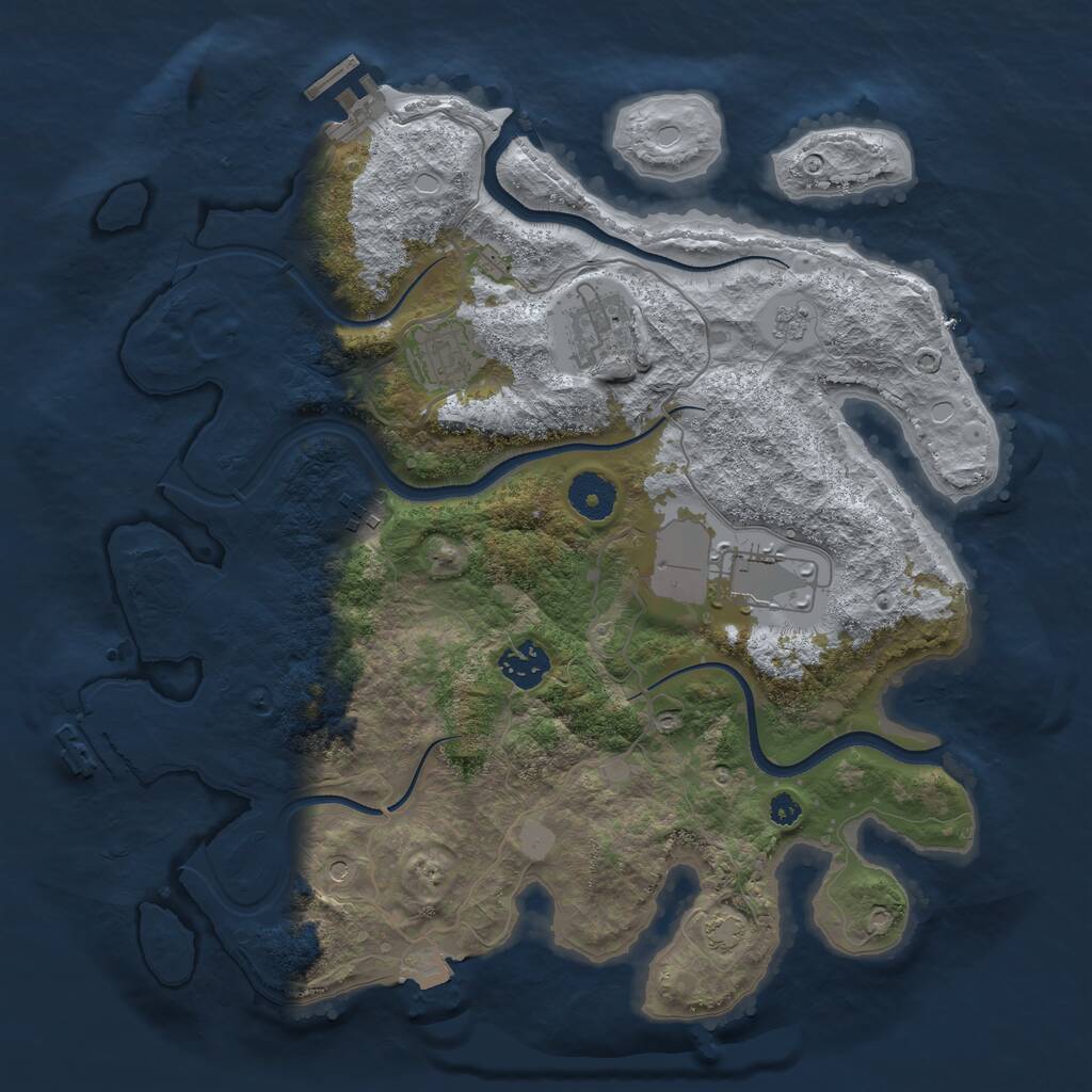 Rust Map: Procedural Map, Size: 3500, Seed: 19811, 11 Monuments