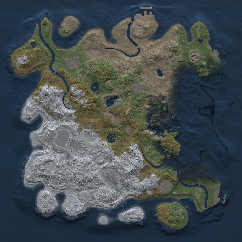 Rust Map: Procedural Map, Size: 4050, Seed: 1574418559, 15 Monuments