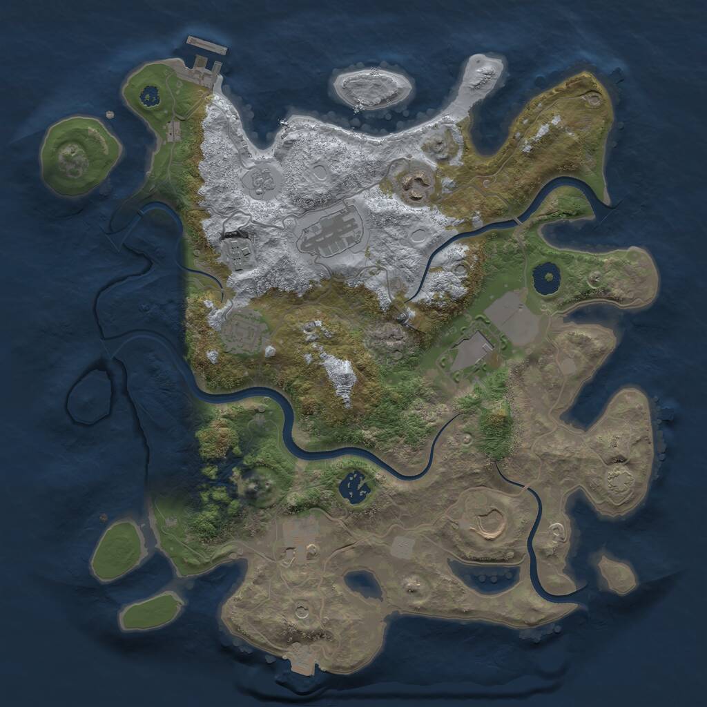 Rust Map: Procedural Map, Size: 3500, Seed: 163813401, 13 Monuments