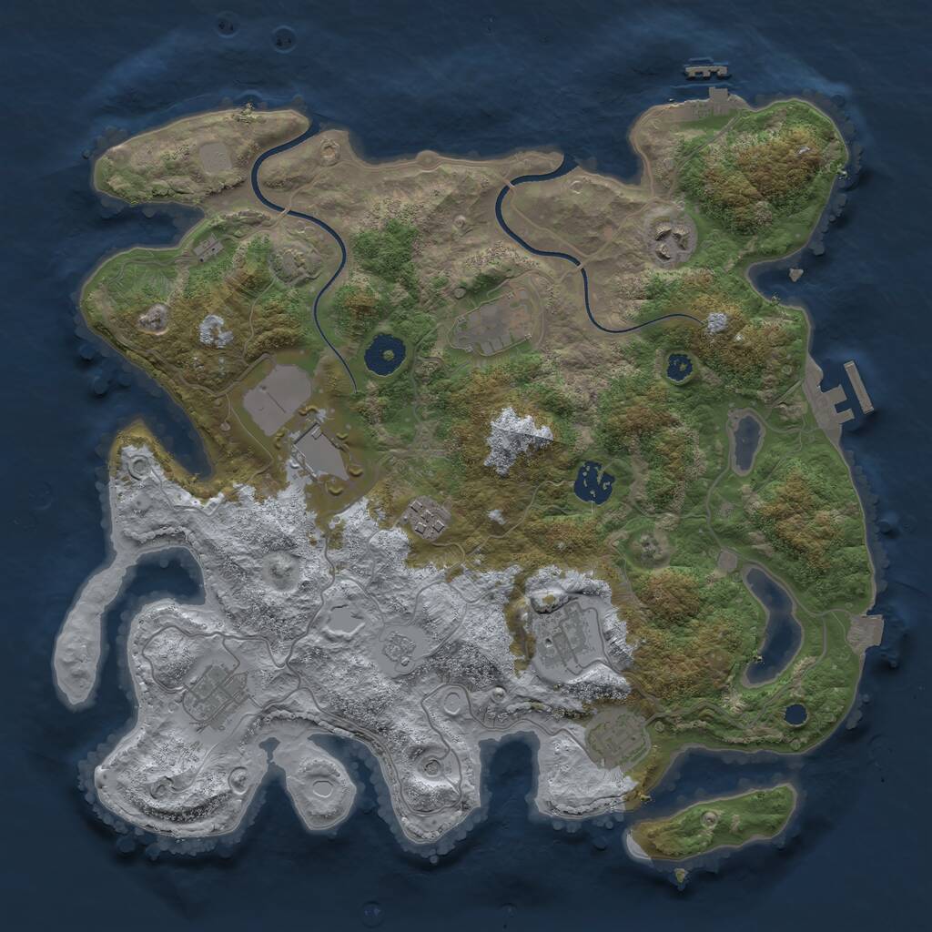 Rust Map: Procedural Map, Size: 3500, Seed: 1528947681, 14 Monuments