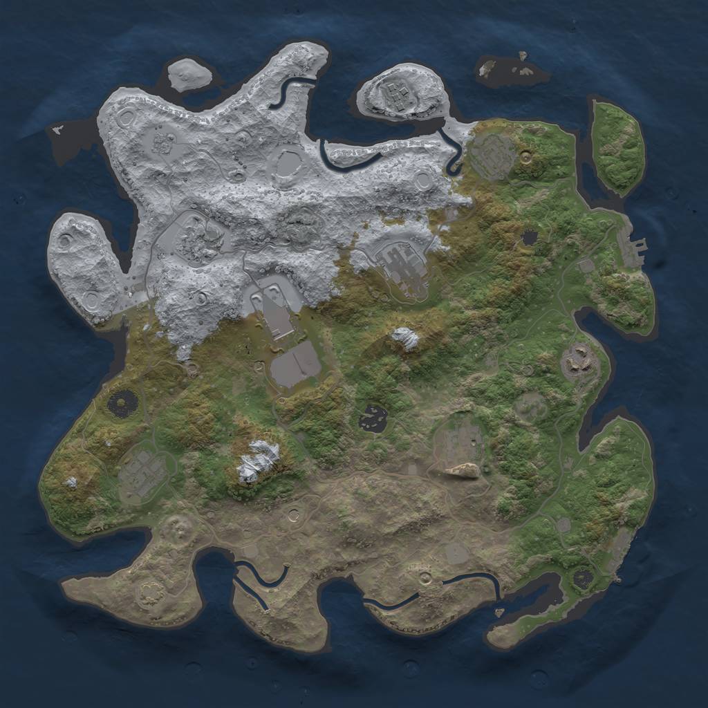 Rust Map: Procedural Map, Size: 3700, Seed: 1382578, 17 Monuments