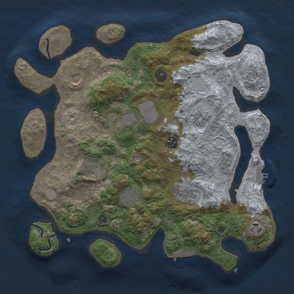 Rust Map: Procedural Map, Size: 3500, Seed: 1174190632, 16 Monuments