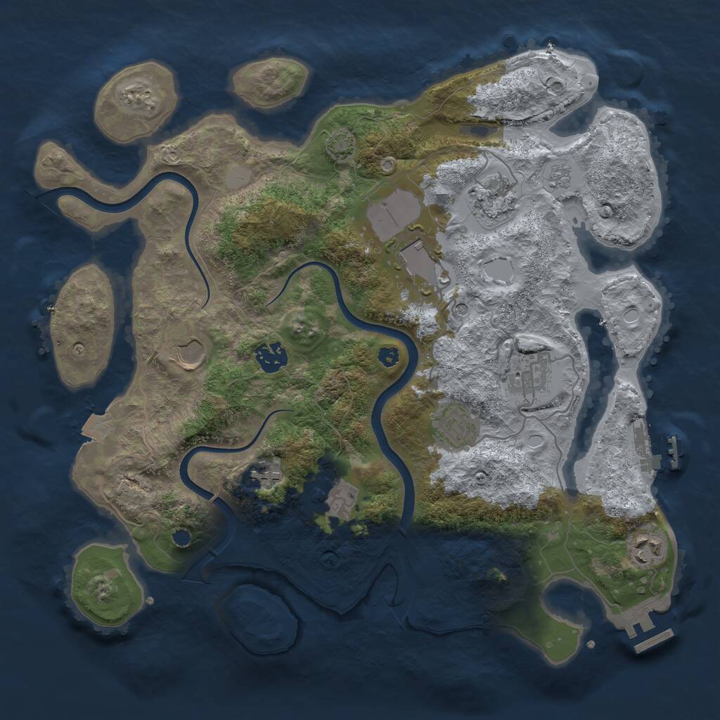 Rust Map: Procedural Map, Size: 3500, Seed: 1174190632, 15 Monuments