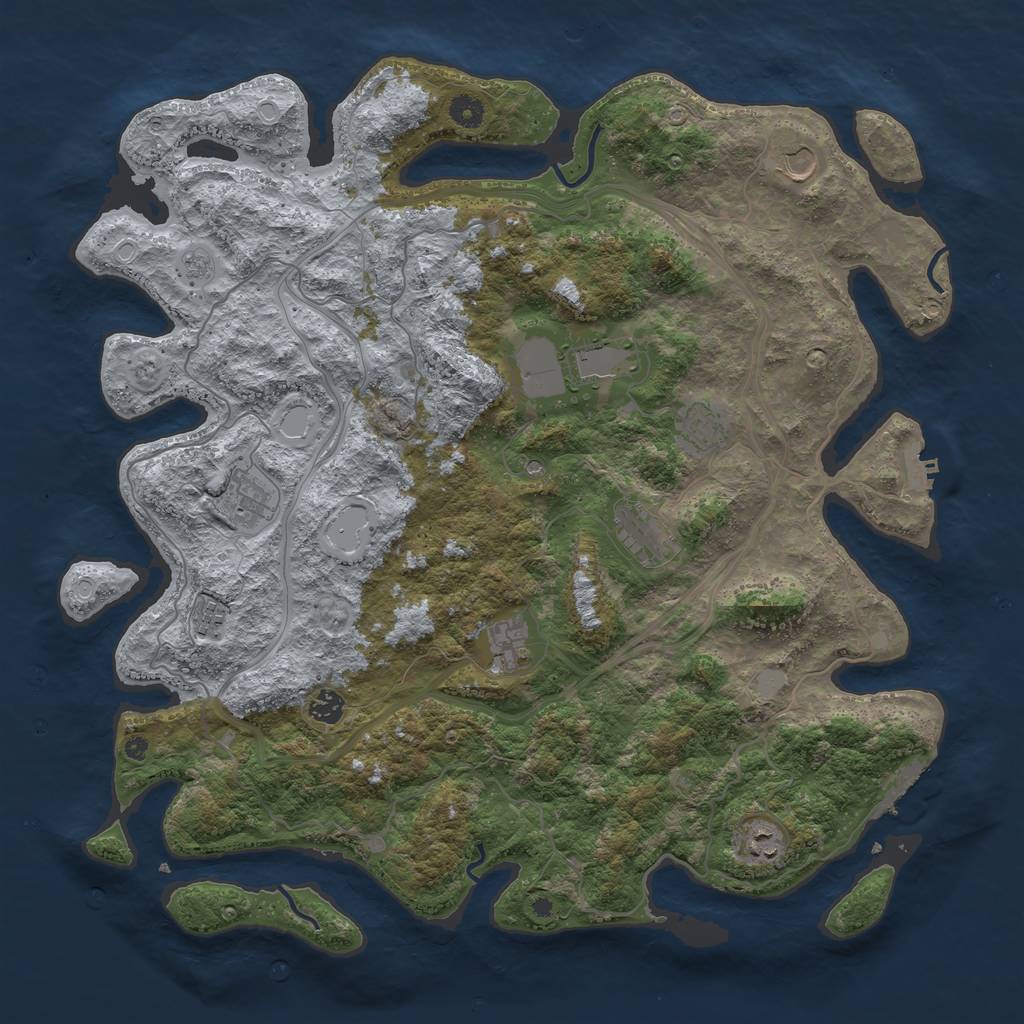 Rust Map: Procedural Map, Size: 4500, Seed: 113354909, 16 Monuments