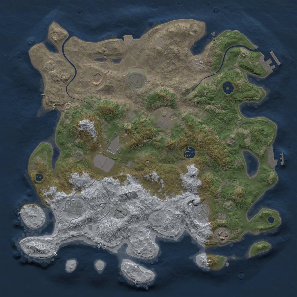 Rust Map: Procedural Map, Size: 3850, Seed: 1054384, 15 Monuments