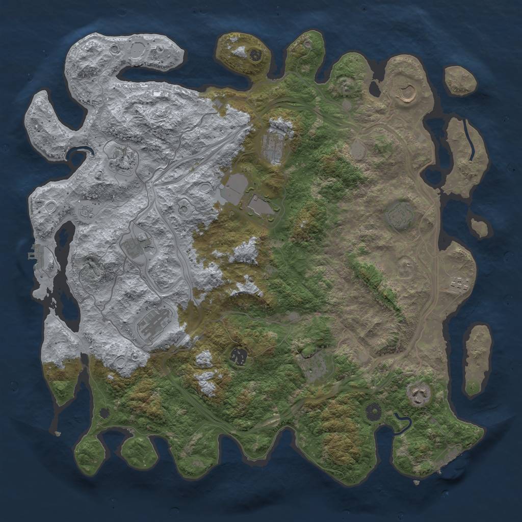 Rust Map: Procedural Map, Size: 4500, Seed: 1074140581, 18 Monuments