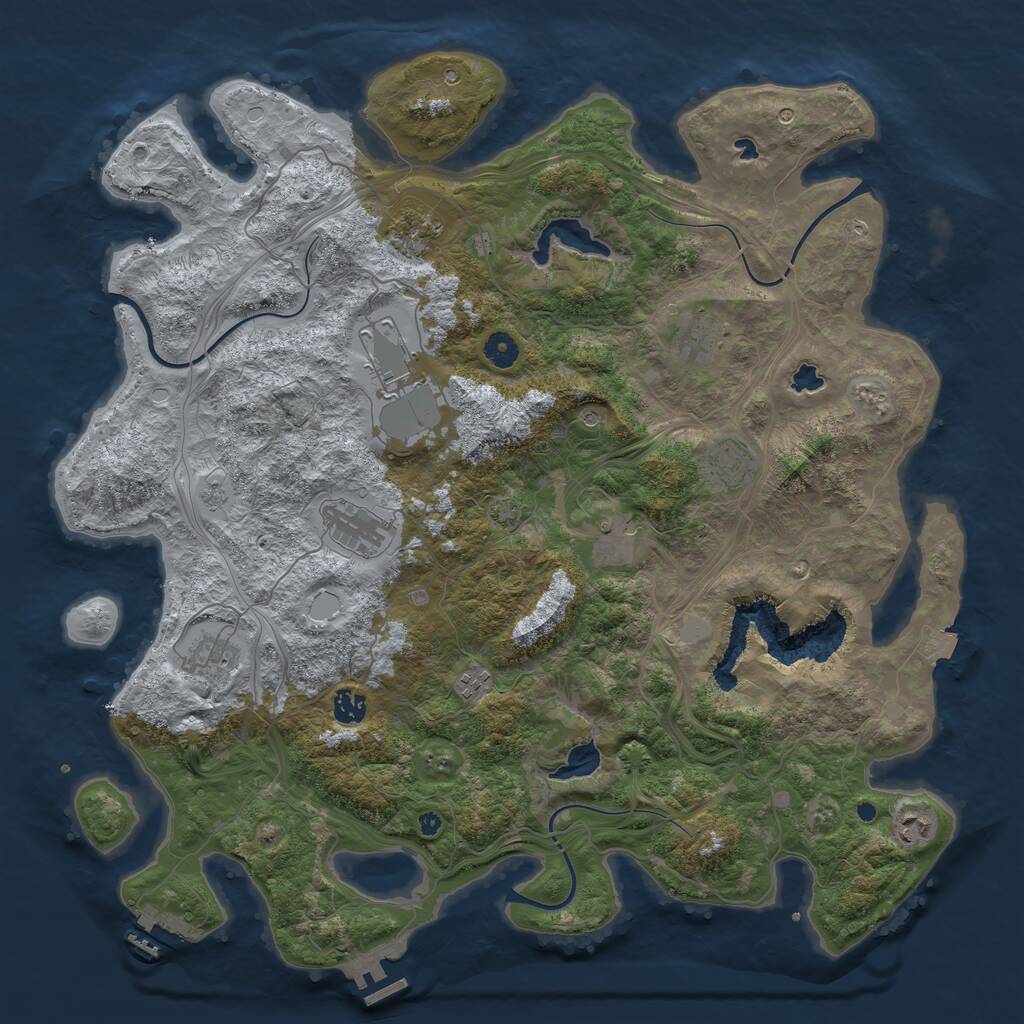 Rust Map: Procedural Map, Size: 4500, Seed: 4252023, 16 Monuments