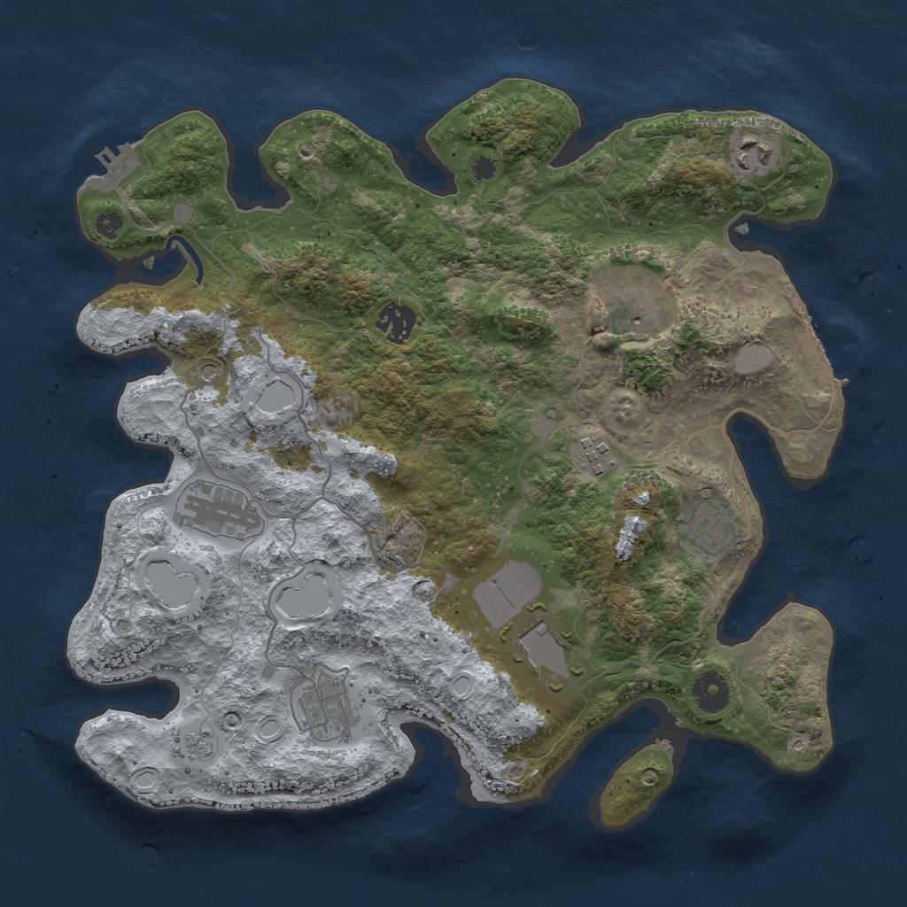 Rust Map: Procedural Map, Size: 3500, Seed: 309946907, 15 Monuments