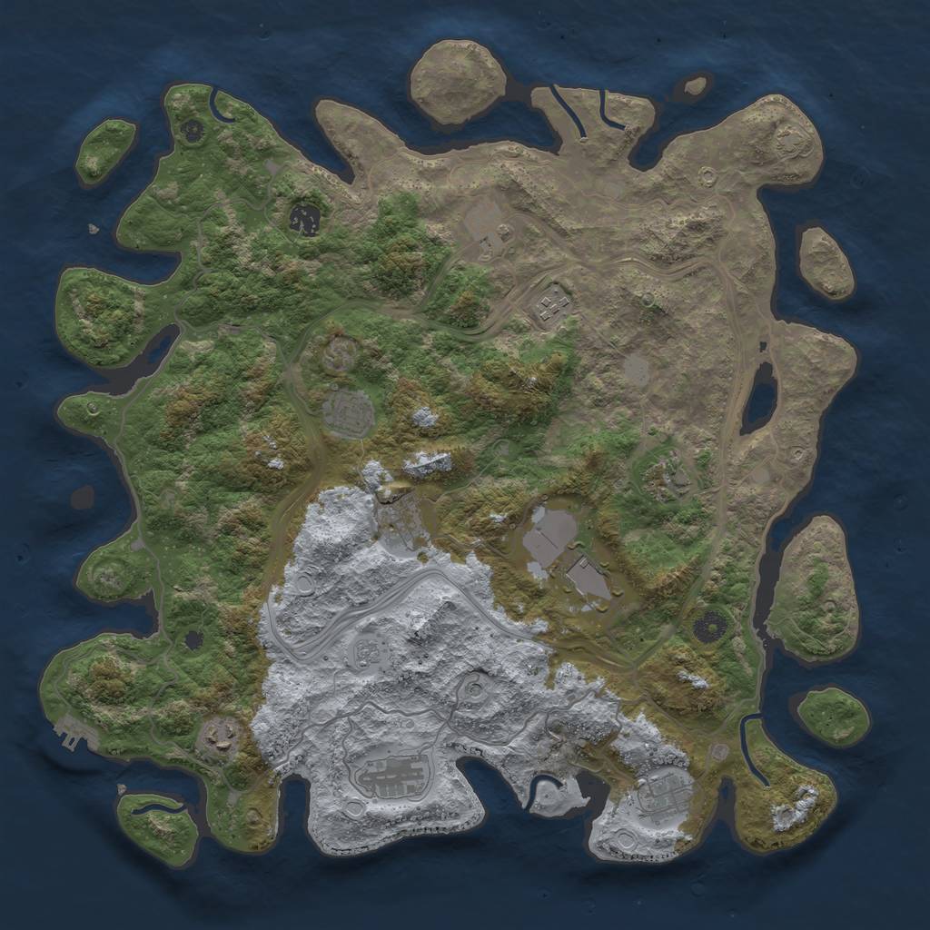 Rust Map: Procedural Map, Size: 4300, Seed: 546881, 17 Monuments
