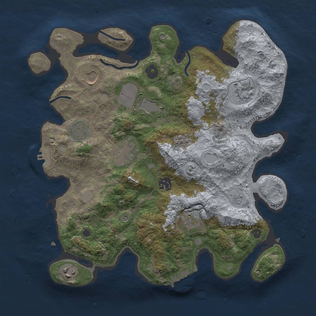 Rust Map: Procedural Map, Size: 3500, Seed: 635642433, 16 Monuments