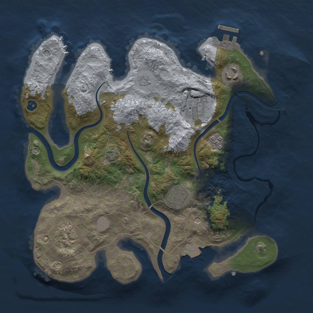 Rust Map: Procedural Map, Size: 3000, Seed: 1936372443, 10 Monuments