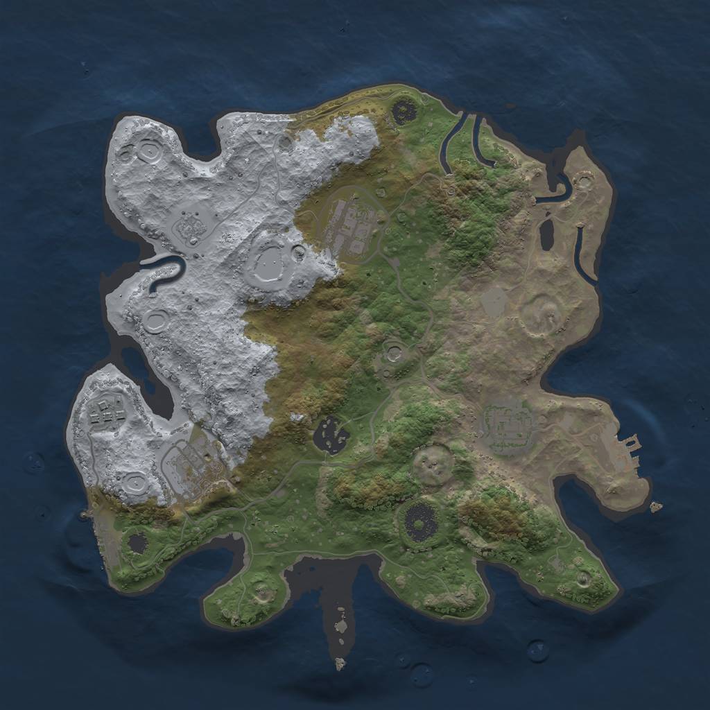Rust Map: Procedural Map, Size: 3000, Seed: 38880968, 12 Monuments