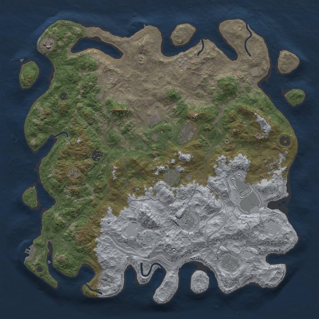 Rust Map: Procedural Map, Size: 4500, Seed: 578516386, 17 Monuments