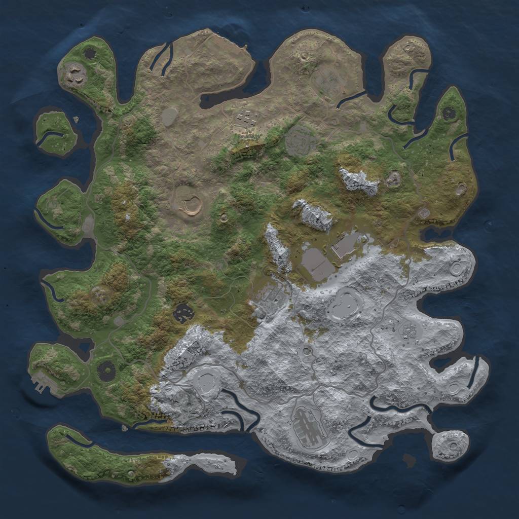 Rust Map: Procedural Map, Size: 4000, Seed: 5236490, 16 Monuments