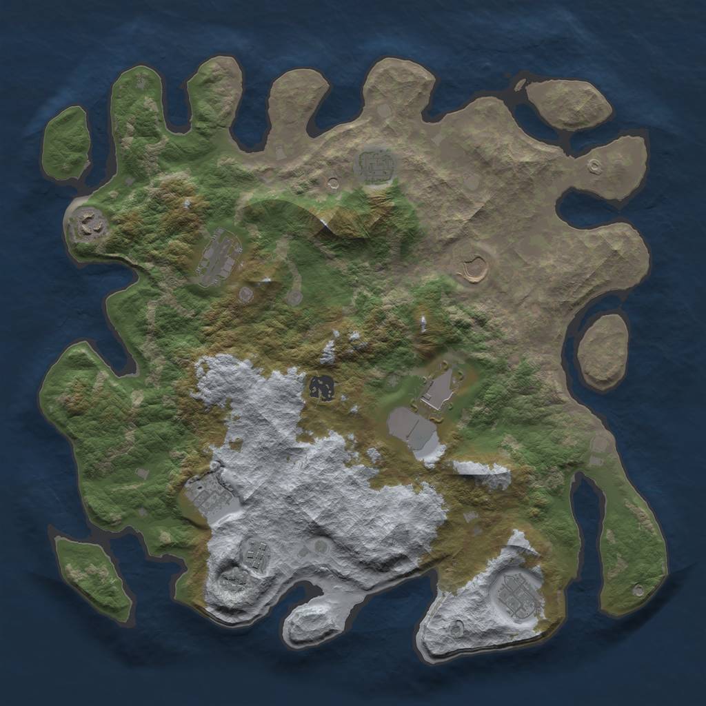 Rust Map: Barren, Size: 4000, Seed: 2101707105, 12 Monuments