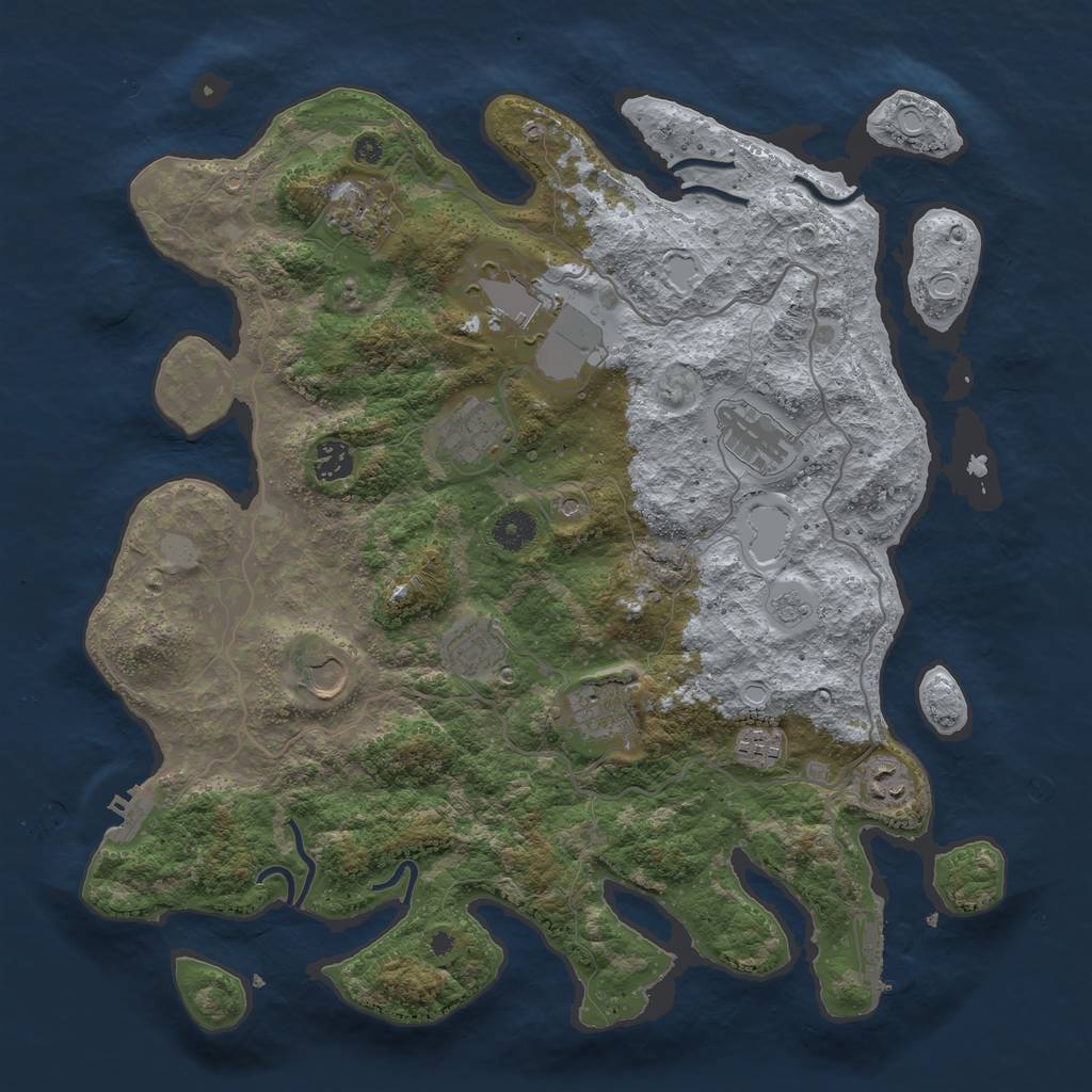 Rust Map: Procedural Map, Size: 4000, Seed: 918812504, 17 Monuments