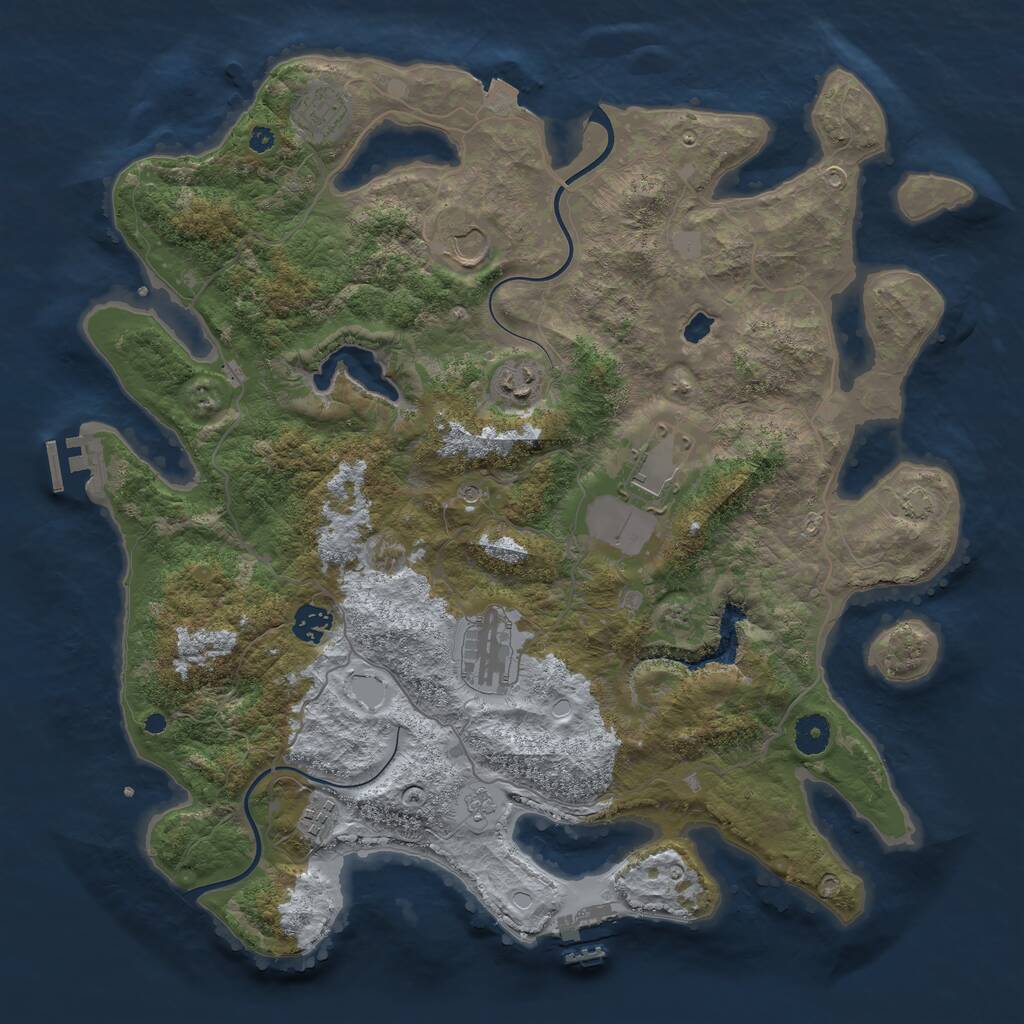 Rust Map: Procedural Map, Size: 4000, Seed: 1128685753, 13 Monuments