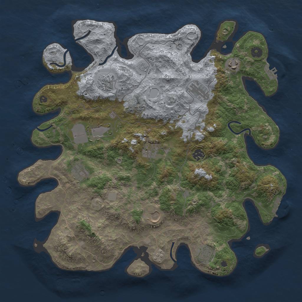 Rust Map: Procedural Map, Size: 4000, Seed: 2092161623, 17 Monuments