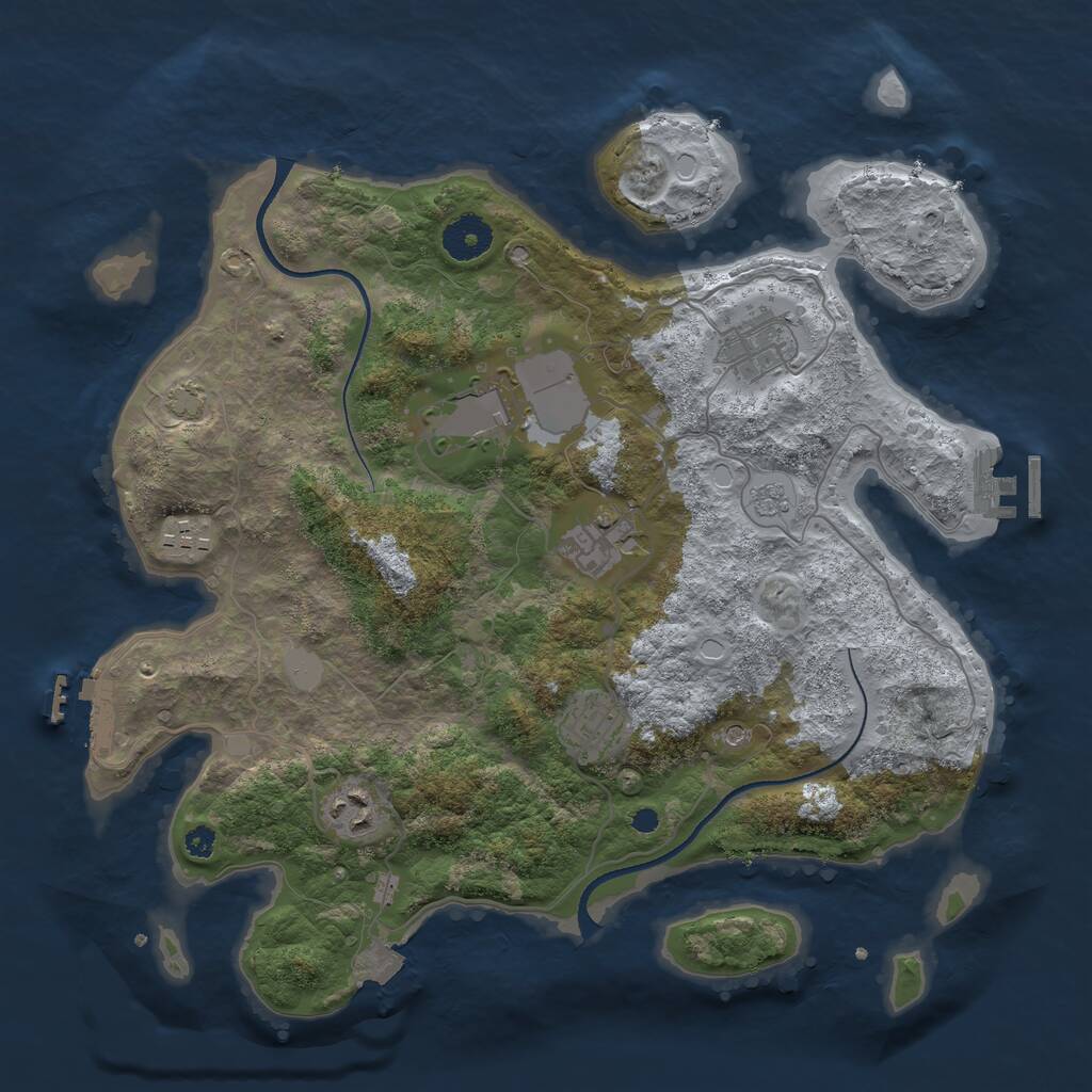 Rust Map: Procedural Map, Size: 3500, Seed: 244845269, 12 Monuments