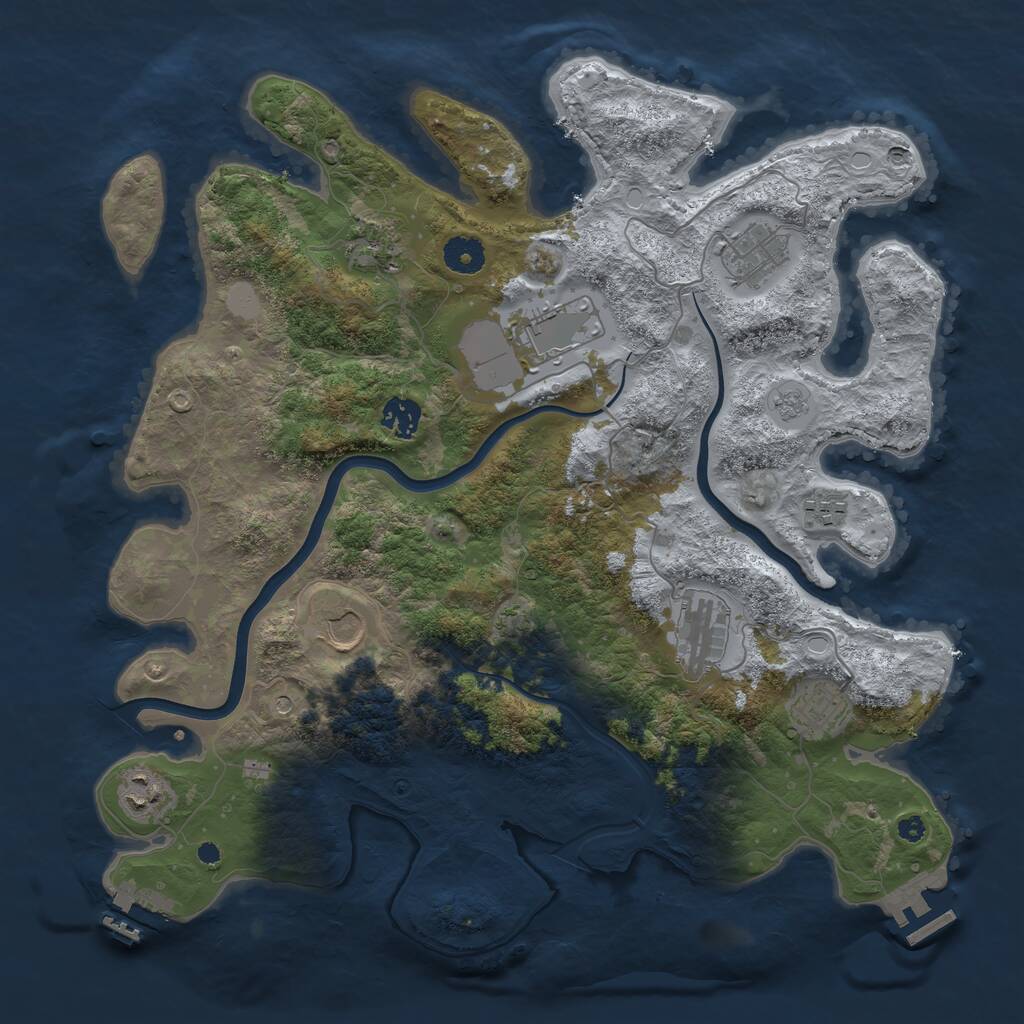 Rust Map: Procedural Map, Size: 3850, Seed: 27650630, 15 Monuments
