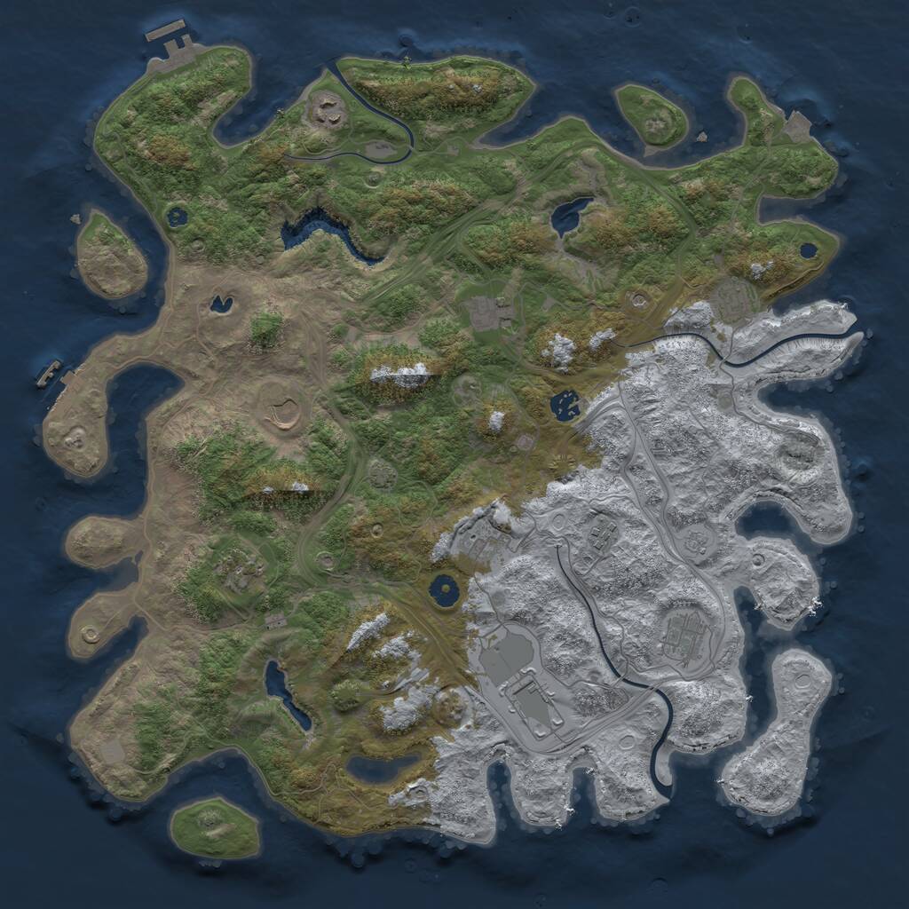 Rust Map: Procedural Map, Size: 4500, Seed: 996403576, 16 Monuments