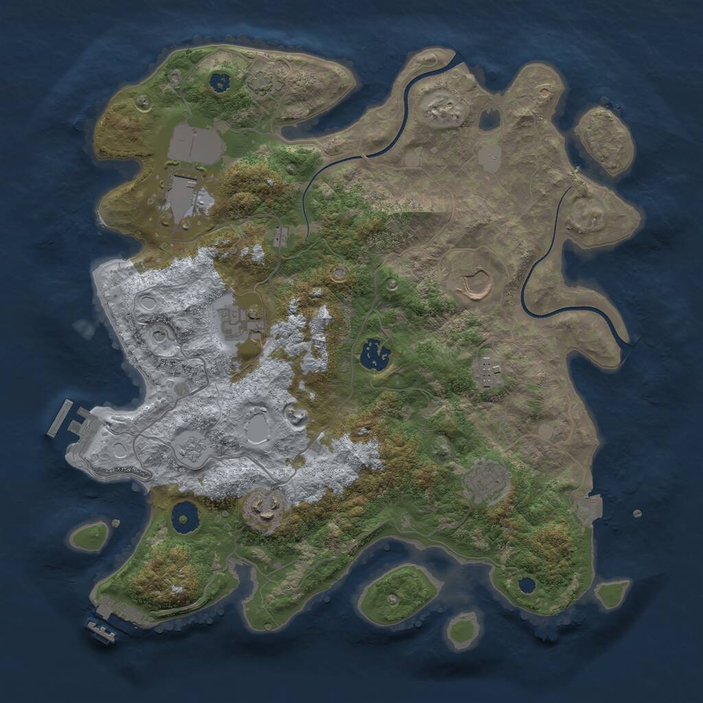 Rust Map: Procedural Map, Size: 3500, Seed: 344444980, 13 Monuments