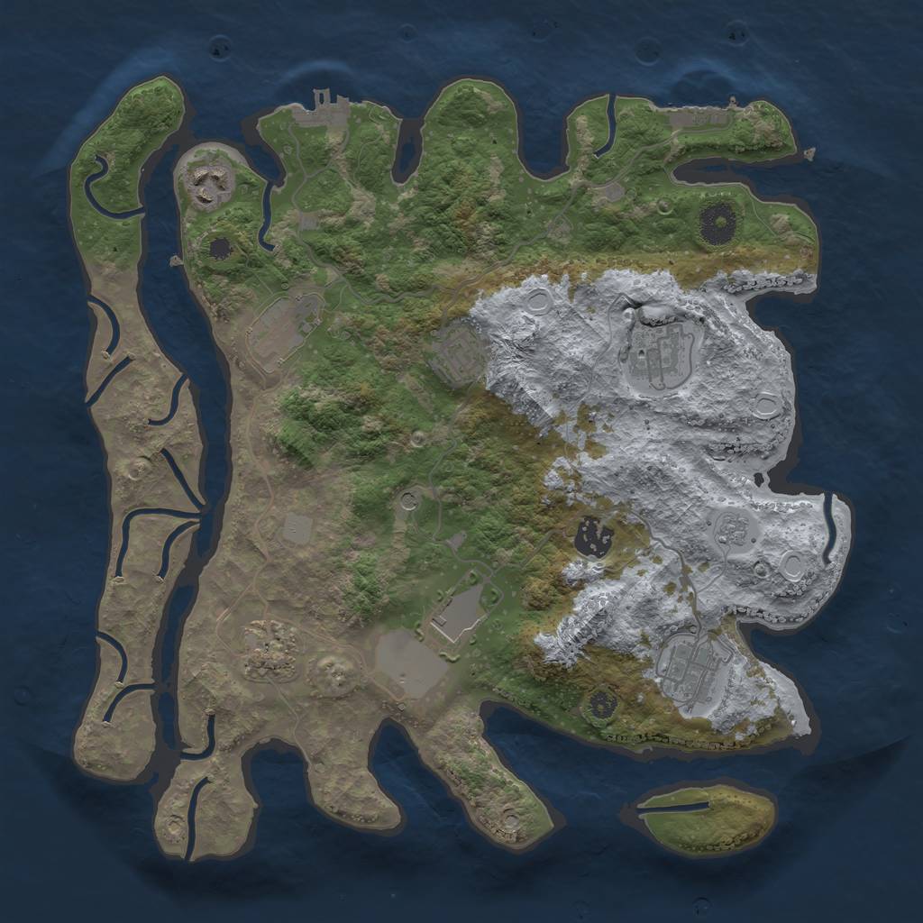 Rust Map: Procedural Map, Size: 3500, Seed: 466043363, 15 Monuments