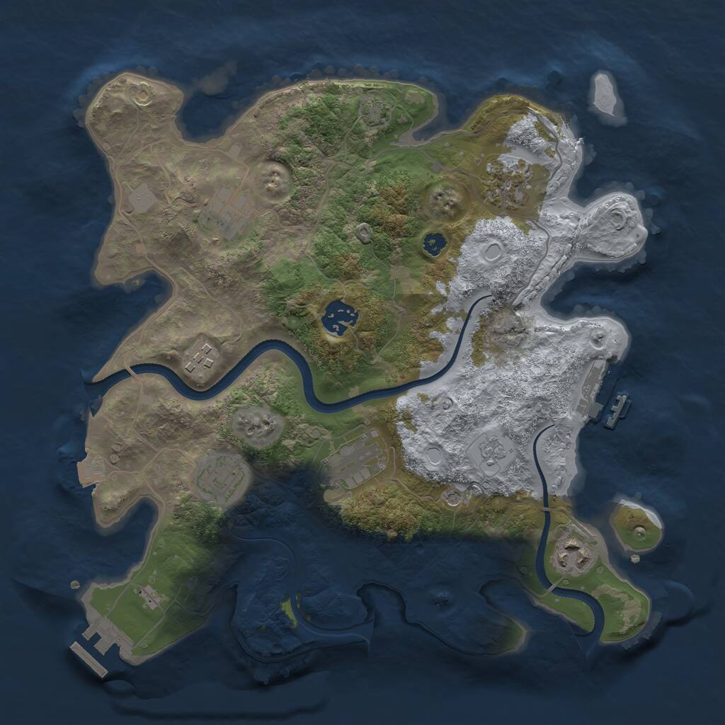 Rust Map: Procedural Map, Size: 3250, Seed: 2019689436, 13 Monuments