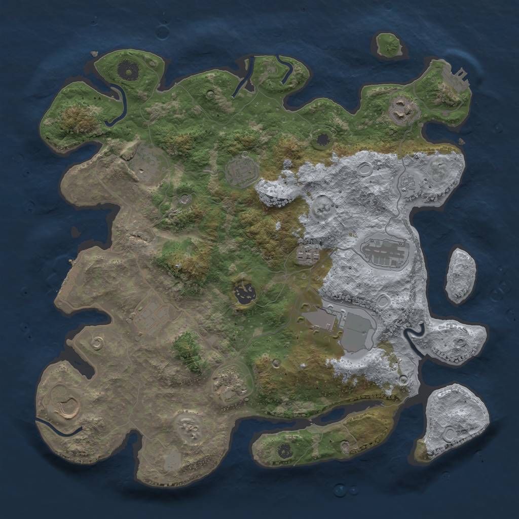 Rust Map: Procedural Map, Size: 3700, Seed: 378230320, 17 Monuments