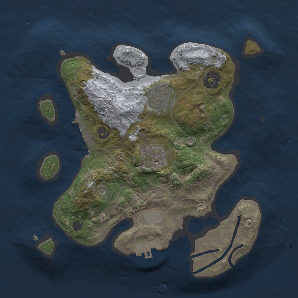 Rust Map: Procedural Map, Size: 2500, Seed: 909, 8 Monuments
