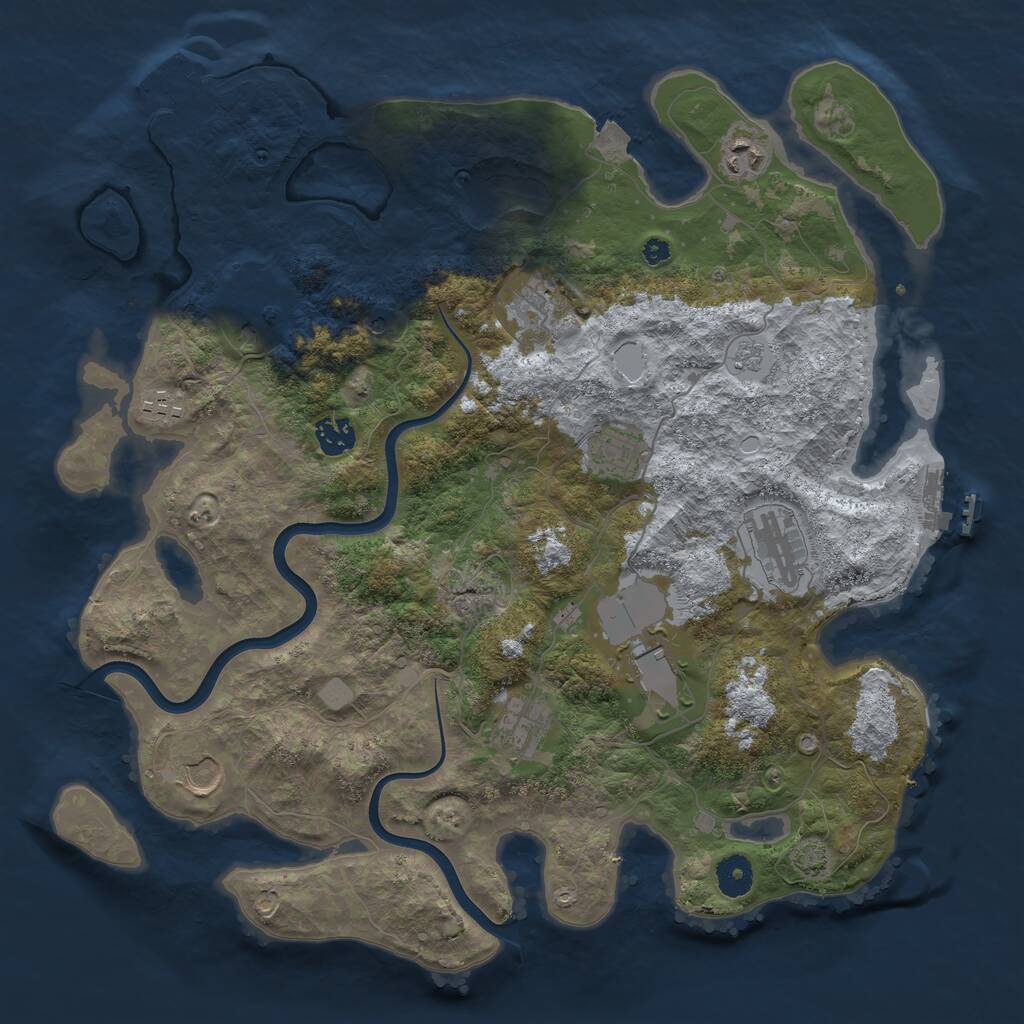 Rust Map: Procedural Map, Size: 3900, Seed: 1825372582, 16 Monuments