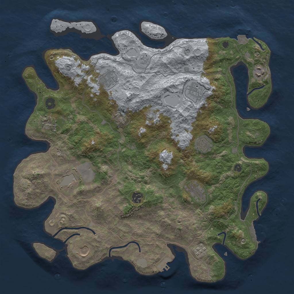 Rust Map: Procedural Map, Size: 4000, Seed: 1652973239, 18 Monuments