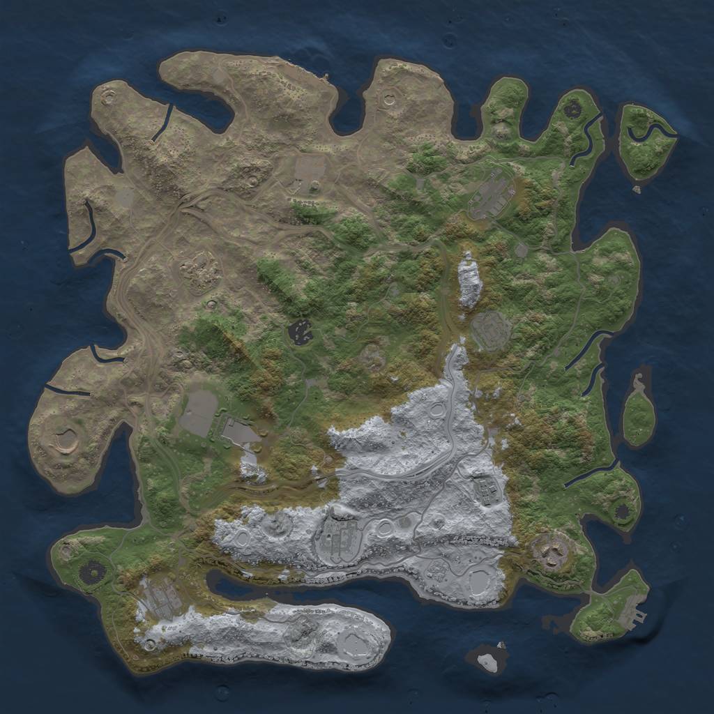 Rust Map: Procedural Map, Size: 4250, Seed: 607474147, 18 Monuments