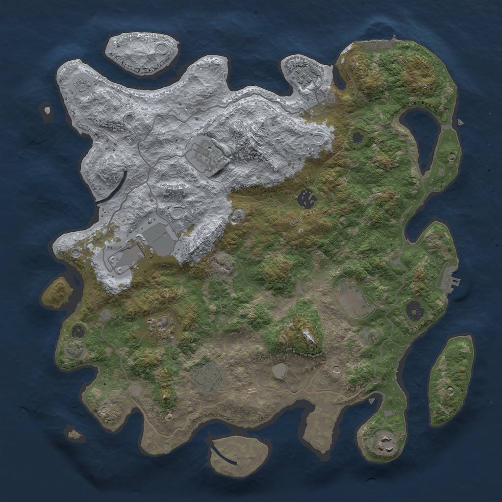 Rust Map: Procedural Map, Size: 4000, Seed: 20000824, 16 Monuments