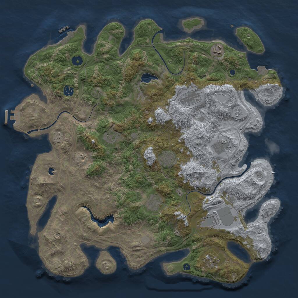Rust Map: Procedural Map, Size: 4250, Seed: 701084802, 16 Monuments