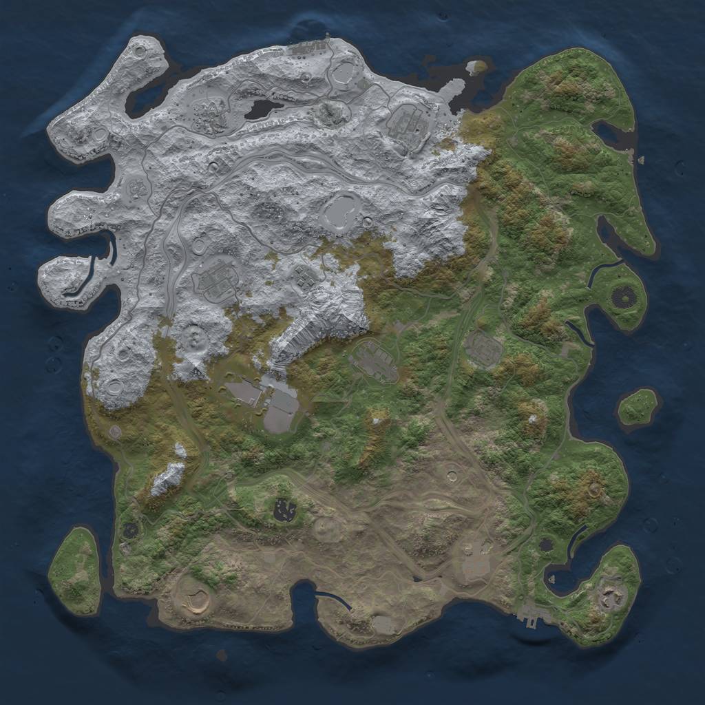 Rust Map: Procedural Map, Size: 4500, Seed: 740645957, 18 Monuments