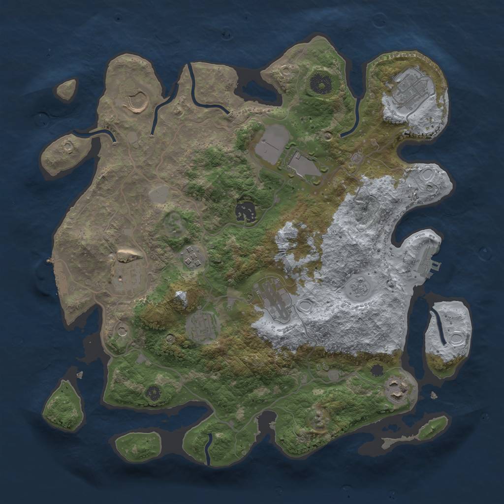 Rust Map: Procedural Map, Size: 3500, Seed: 336419867, 16 Monuments
