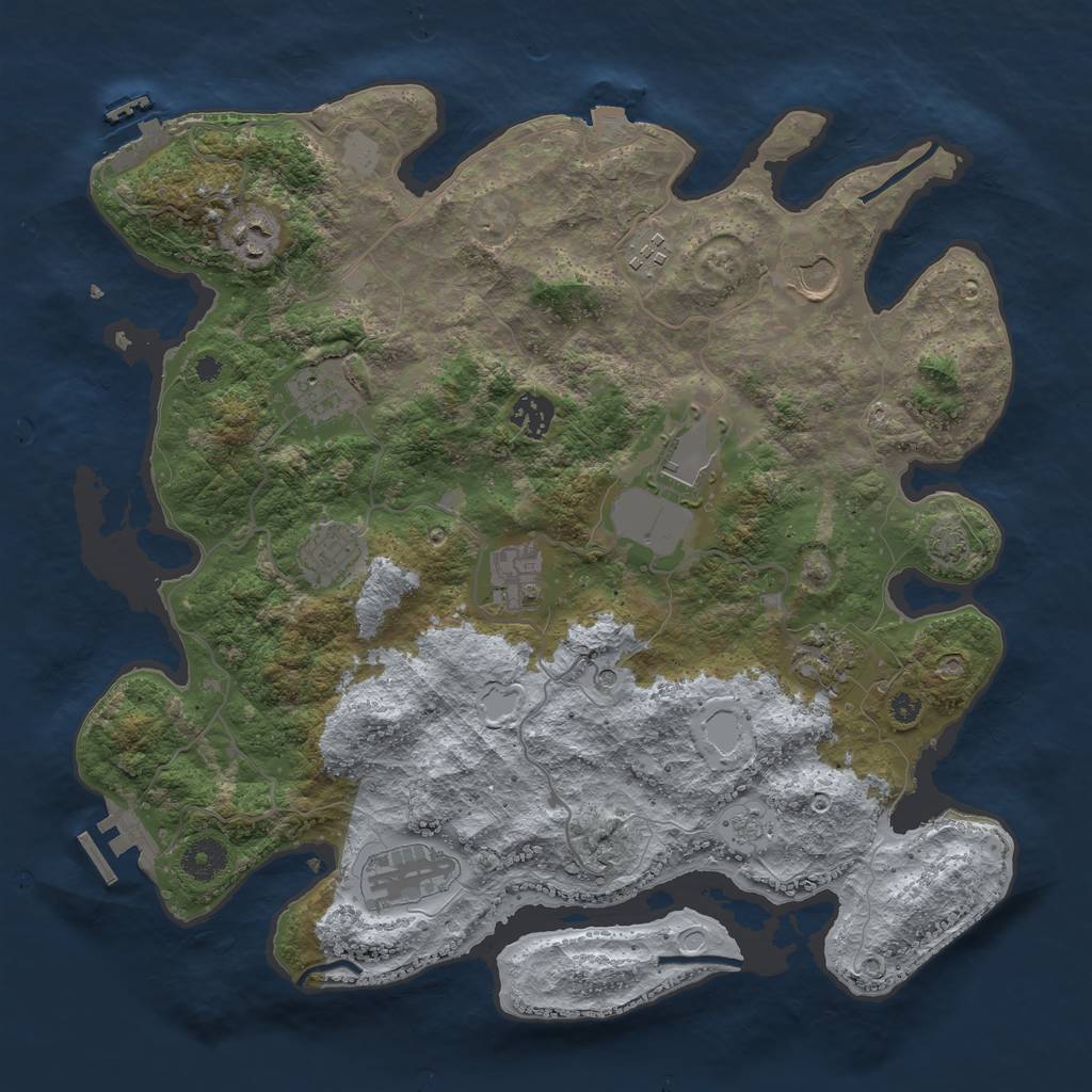 Rust Map: Procedural Map, Size: 3750, Seed: 1489761254, 18 Monuments