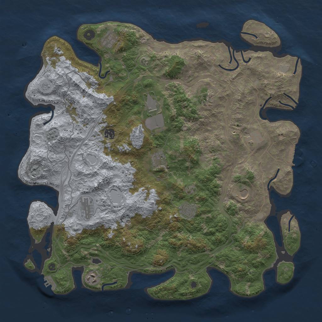 Rust Map: Procedural Map, Size: 4500, Seed: 2073437067, 18 Monuments