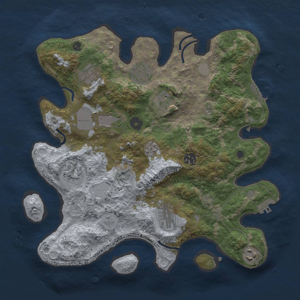 Rust Map: Procedural Map, Size: 3500, Seed: 116456432, 16 Monuments