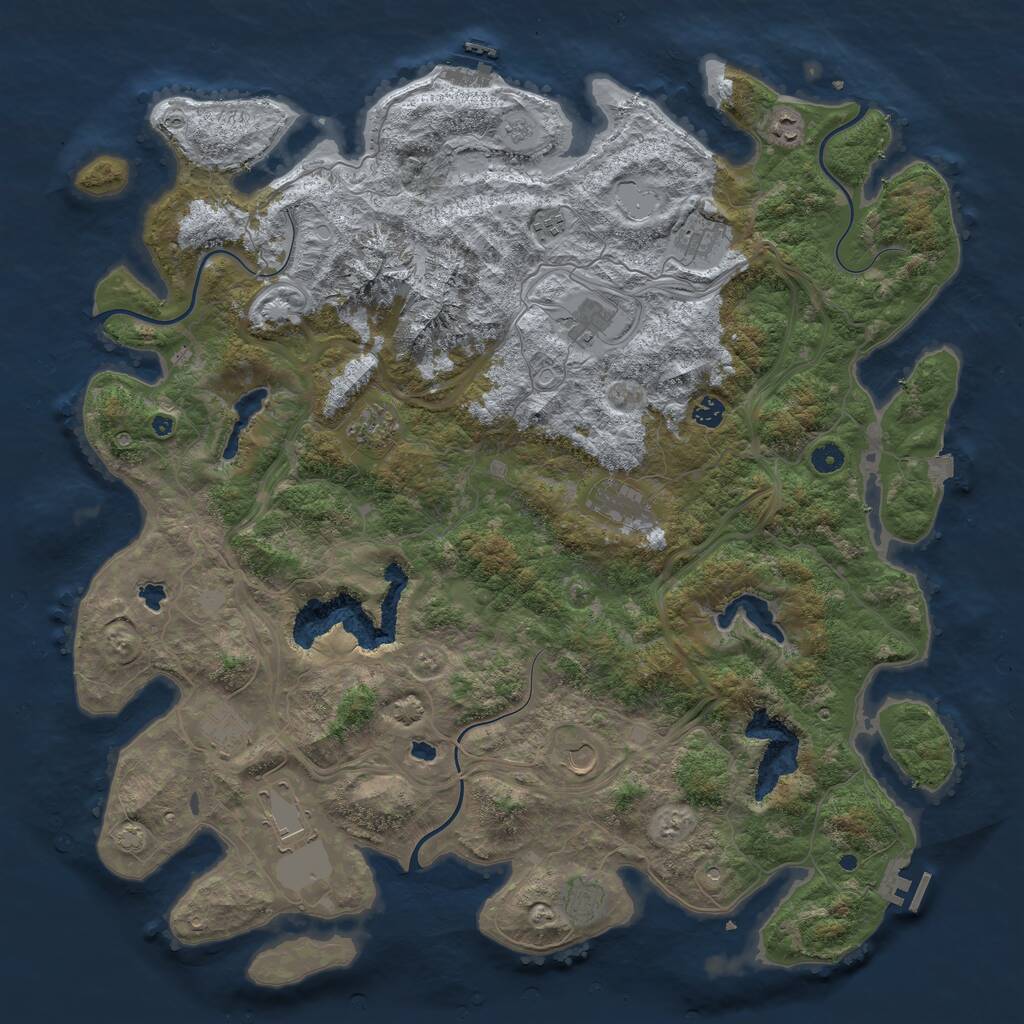 Rust Map: Procedural Map, Size: 5000, Seed: 143, 17 Monuments