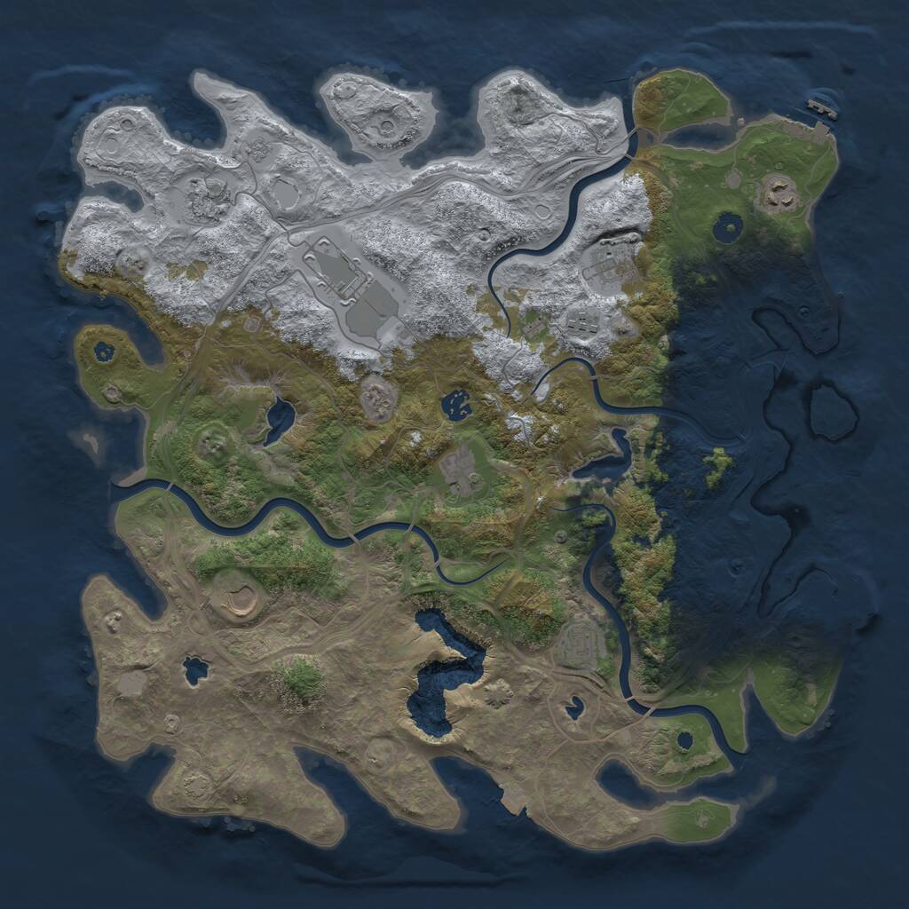 Rust Map: Procedural Map, Size: 4500, Seed: 1229725415, 15 Monuments