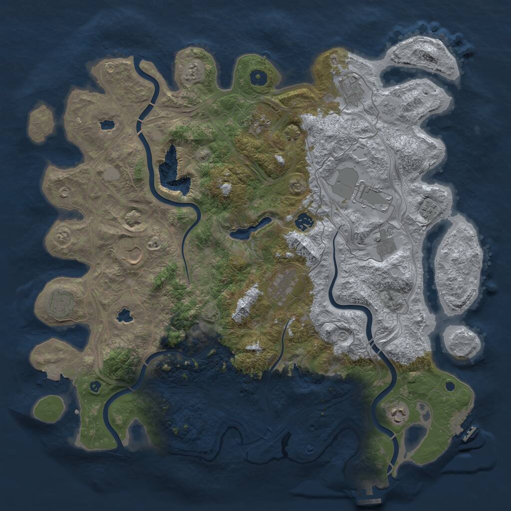 Rust Map: Procedural Map, Size: 4500, Seed: 423344630, 16 Monuments