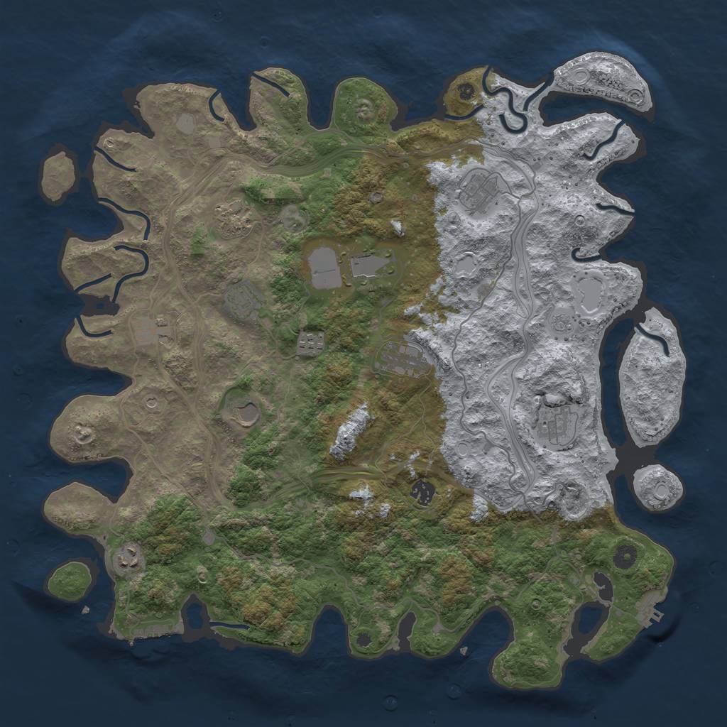 Rust Map: Procedural Map, Size: 4500, Seed: 423344630, 18 Monuments