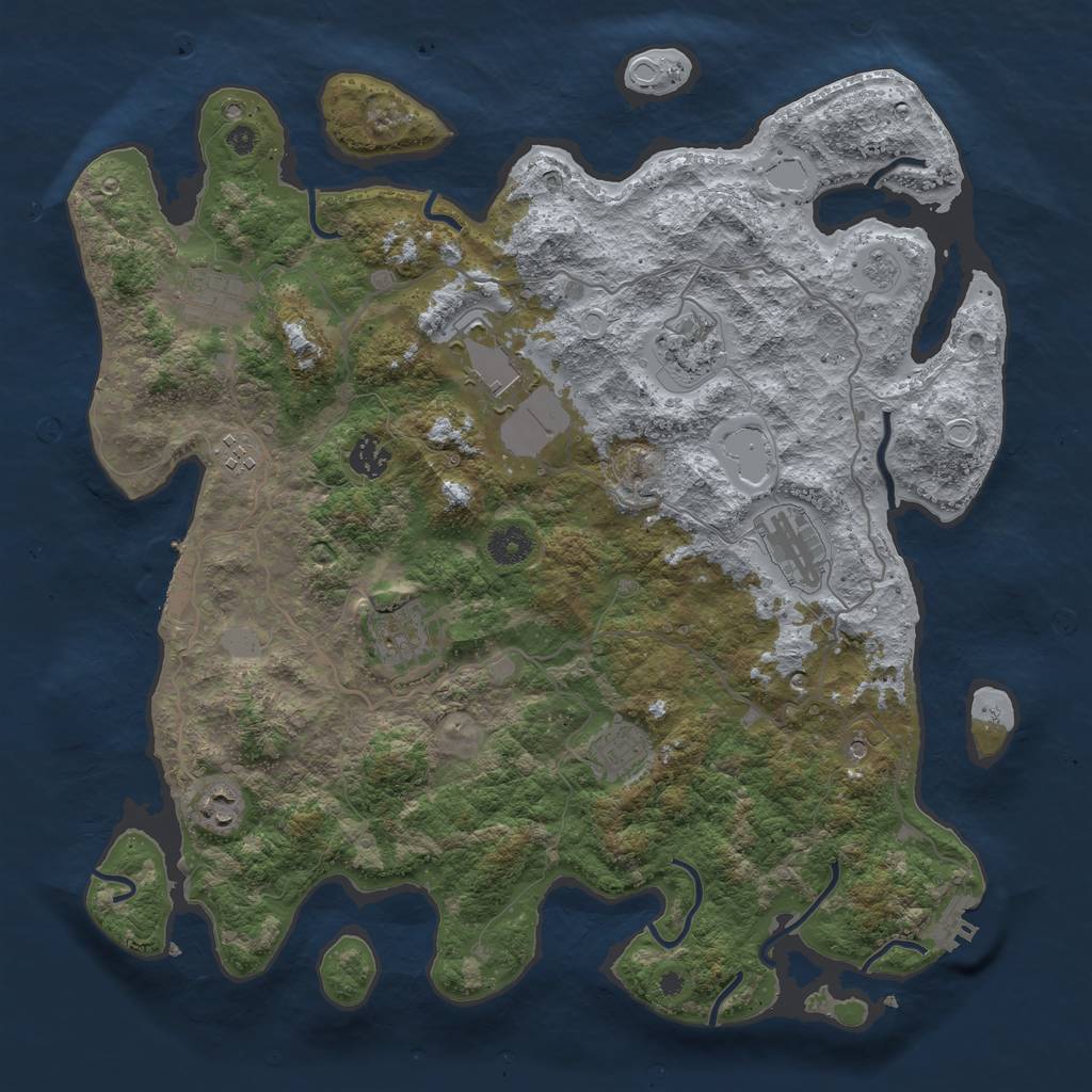 Rust Map: Procedural Map, Size: 4000, Seed: 18515525, 16 Monuments