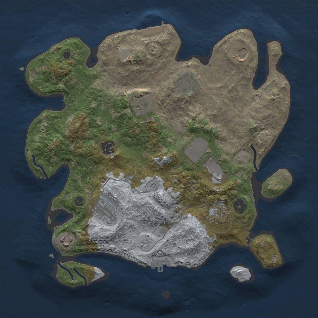 Rust Map: Procedural Map, Size: 3500, Seed: 629761473, 16 Monuments