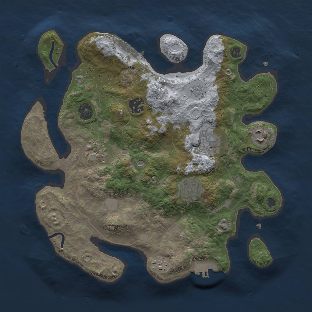 Rust Map: Procedural Map, Size: 3000, Seed: 738784417, 13 Monuments