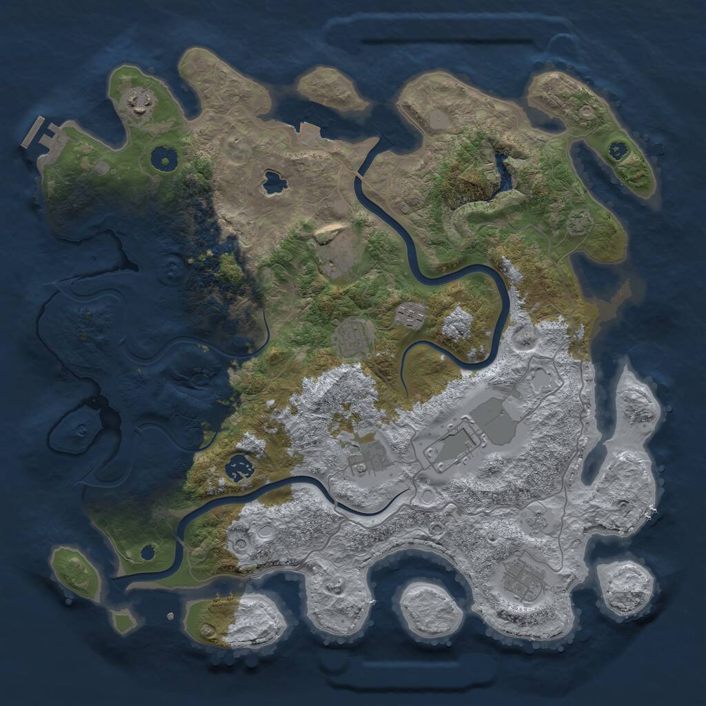 Rust Map: Procedural Map, Size: 4000, Seed: 54665489, 13 Monuments