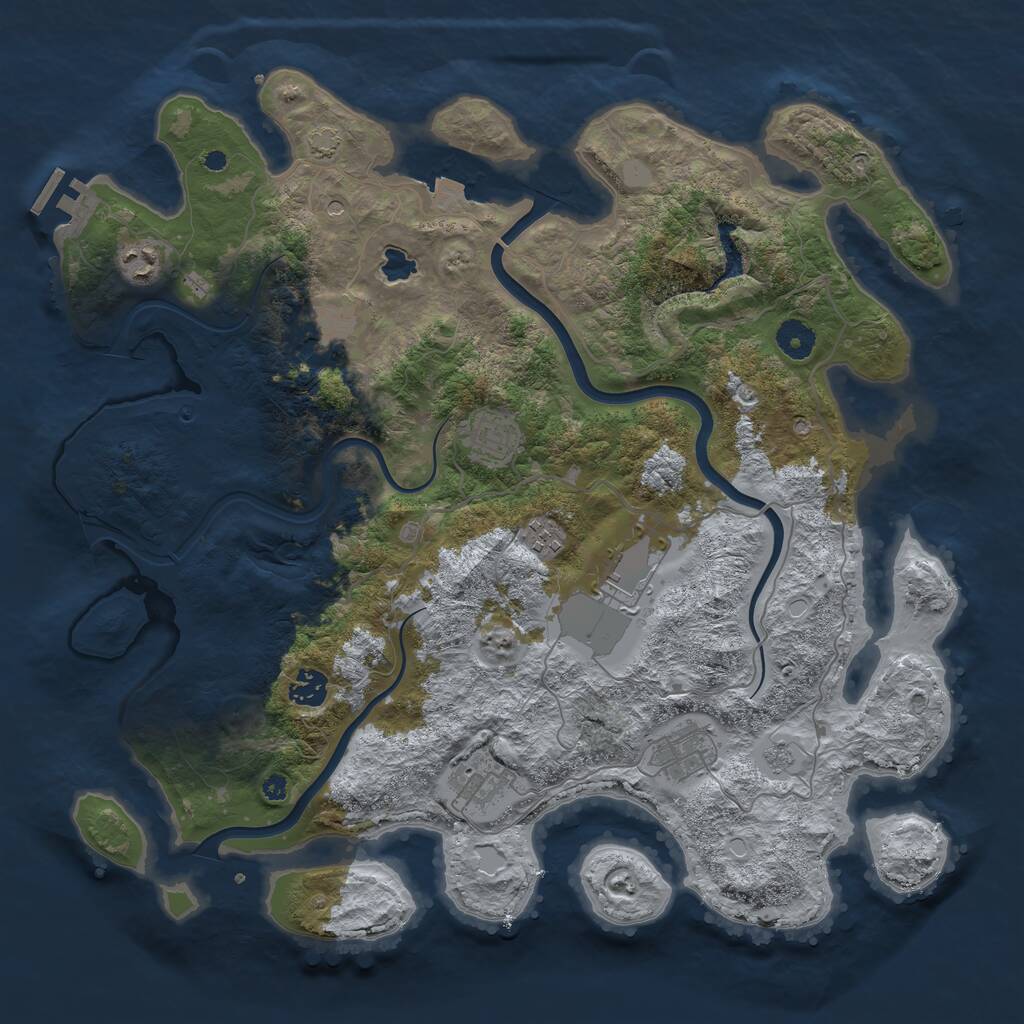 Rust Map: Procedural Map, Size: 4000, Seed: 54665489, 13 Monuments