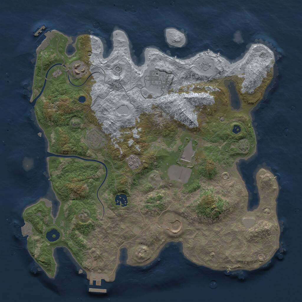 Rust Map: Procedural Map, Size: 3500, Seed: 1200939764, 13 Monuments